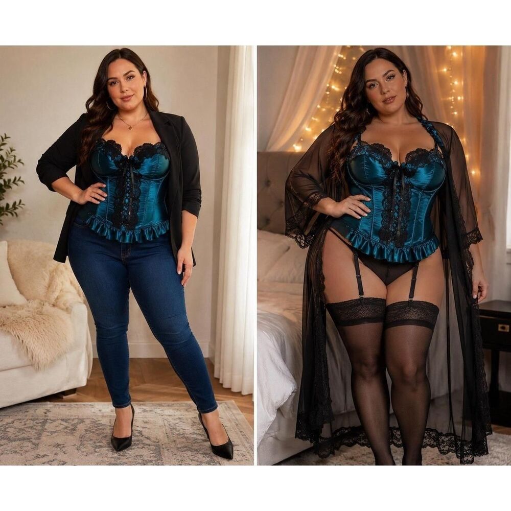 Frederick-s-of-hollywood Women's Blue and Black Corset